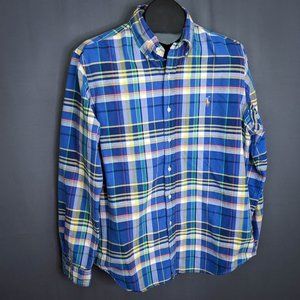 Ralph Lauren Mens Shirt Large Blue Yellow Plaid